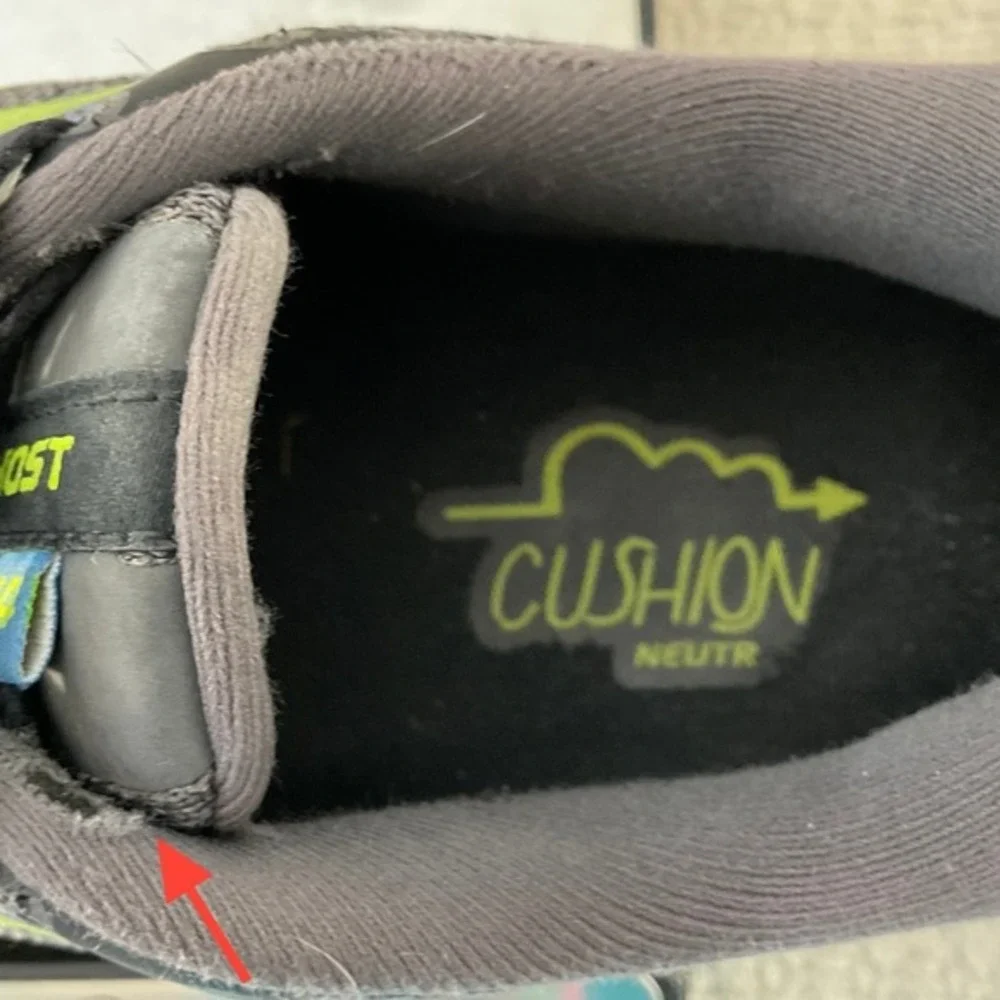 Brooks Ghost 14 Men's Running Shoes Grey Blue Lime‎ 9.5 Sneakers Walking